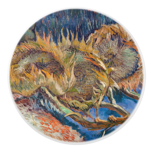 Vincent van Gogh - Four Cut Sunflowers Ceramic Knob (Front)