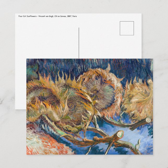 Vincent van Gogh - Four Cut Sunflowers Postcard (Front/Back)