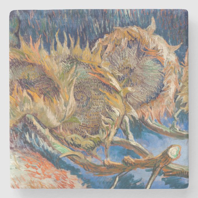 Vincent van Gogh - Four Cut Sunflowers Stone Coaster (Front)