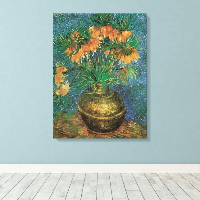Vincent van Gogh - Fritillaries in a Copper Vase Canvas Print (Insitu(Wood Floor))