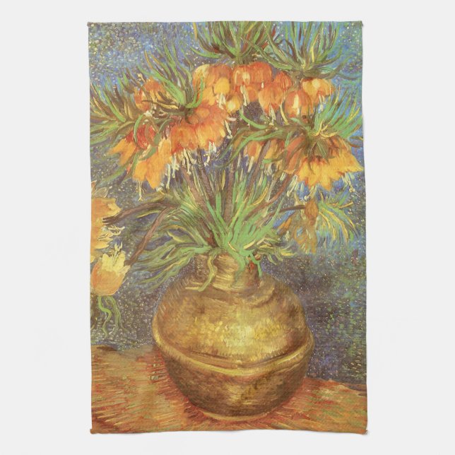 Vincent van Gogh - Fritillaries in a Copper Vase Tea Towel (Vertical)