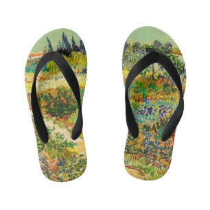 Vincent Van Gogh Garden at Arles Button Kid's Flip Flops
