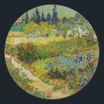 Vincent Van Gogh Garden at Arles Classic Round Sticker<br><div class="desc">Stickers featuring Vincent van Gogh’s oil painting Garden at Arles (1888). A beatifically coloured garden of rich blues,  greens,  and reds is depicted in Arles,  France. The perfect gift for lovers of Post-Impressionism and Dutch art collectors!</div>