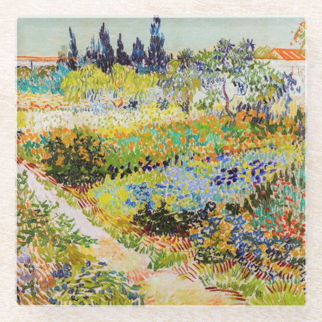 Vincent van Gogh - Garden at Arles Glass Coaster (Front)
