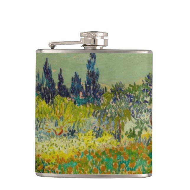 Vincent Van Gogh Garden at Arles Hip Flask (Front)