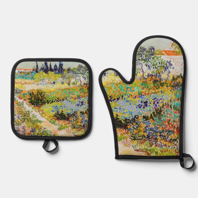 Vincent van Gogh - Garden at Arles Oven Mitt & Pot Holder Set (Front)