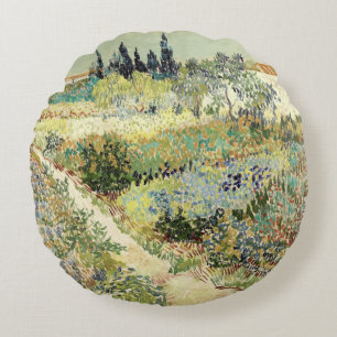 Vincent Van Gogh Garden at Arles Round Cushion