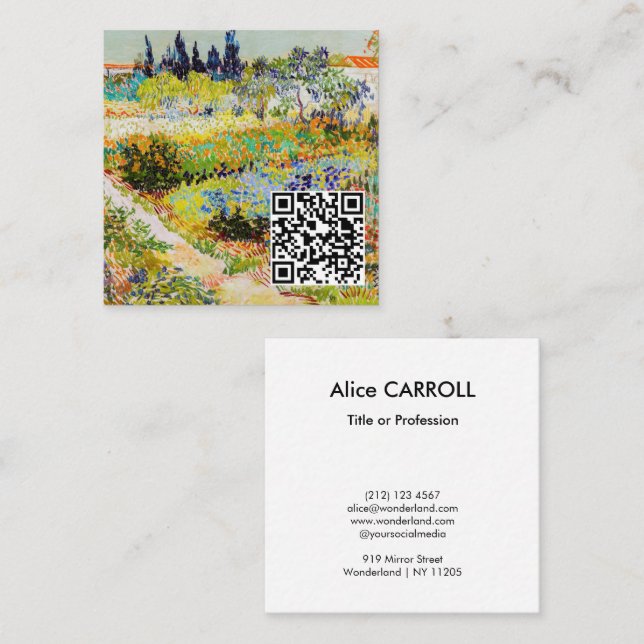 Vincent van Gogh - Garden at Arles Square Business Card (Front/Back)