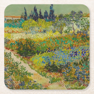 Vincent Van Gogh Garden at Arles Square Paper Coaster
