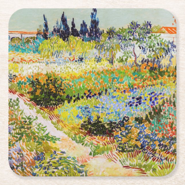 Vincent van Gogh - Garden at Arles Square Paper Coaster (Front)