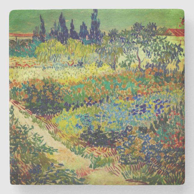 Vincent Van Gogh Garden at Arles Stone Coaster (Front)