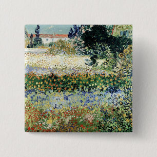 Vincent van Gogh Garden in Bloom, Arles, 1888 15 Cm Square Badge