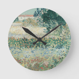 Vincent van Gogh   Garden in Bloom, Arles, 1888 Round Clock