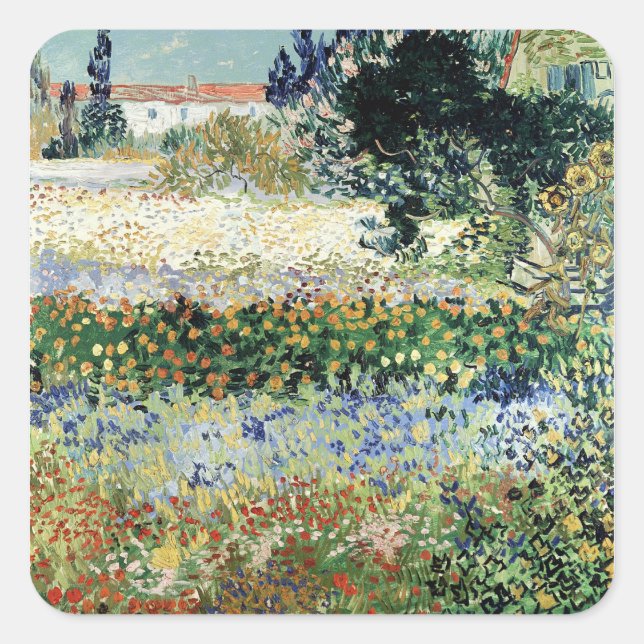 Vincent van Gogh | Garden in Bloom, Arles, 1888 Square Sticker (Front)