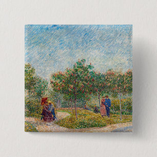 Vincent van Gogh - Garden in Montmarte with Lovers 15 Cm Square Badge
