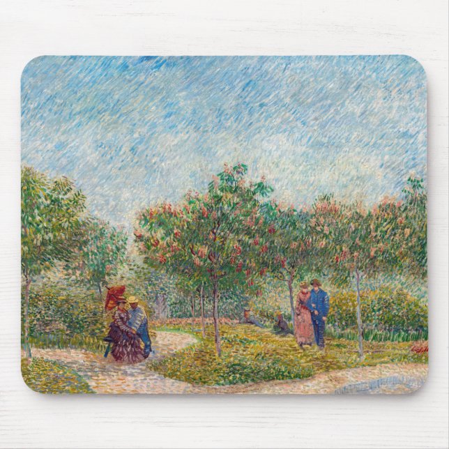 Vincent van Gogh - Garden in Montmarte with Lovers Mouse Mat (Front)