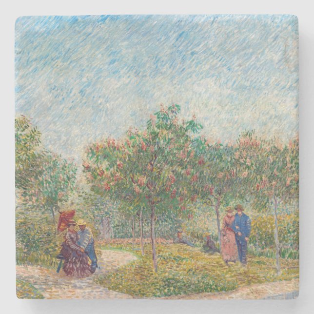 Vincent van Gogh - Garden in Montmarte with Lovers Stone Coaster (Front)