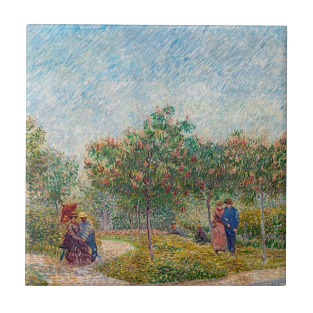 Vincent van Gogh - Garden in Montmarte with Lovers Tile (Front)