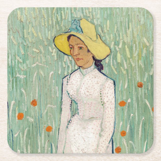 Vincent van Gogh - Girl in White Square Paper Coaster (Front)