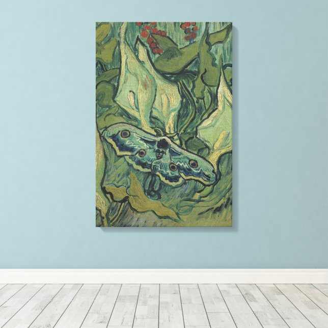 Vincent van Gogh - Great Peacock Moth Canvas Print (Insitu(Wood Floor))