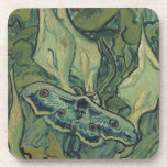 Vincent van Gogh - Great Peacock Moth Coaster<br><div class="desc">Great Peacock Moth (1889) by Vincent van Gogh is a vintage fine art still life post impressionism nature painting. An insect, the Emperor Moth, in a spring garden with Calla Lily flowers and other plants. Van Gogh called it a 'death's-head moth' and painted a skull on the back of its...</div>
