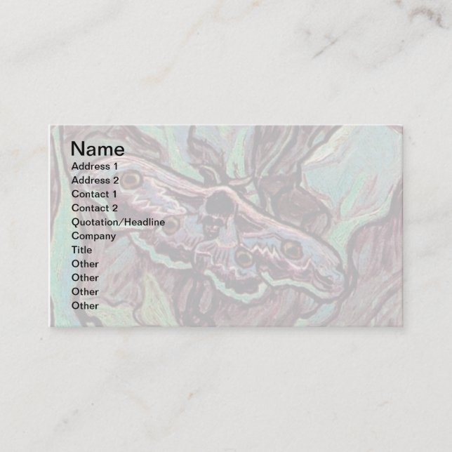 Vincent Van Gogh - Great Peacock Moth Fine Art Business Card (Front)