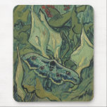 Vincent van Gogh - Great Peacock Moth Mouse Mat<br><div class="desc">Great Peacock Moth (1889) by Vincent van Gogh is a vintage fine art still life post impressionism nature painting. An insect, the Emperor Moth, in a spring garden with Calla Lily flowers and other plants. Van Gogh called it a 'death's-head moth' and painted a skull on the back of its...</div>