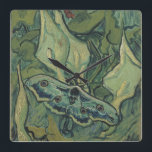 Vincent van Gogh - Great Peacock Moth Square Wall Clock<br><div class="desc">Great Peacock Moth (1889) by Vincent van Gogh is a vintage fine art still life post impressionism nature painting. An insect, the Emperor Moth, in a spring garden with Calla Lily flowers and other plants. Van Gogh called it a 'death's-head moth' and painted a skull on the back of its...</div>