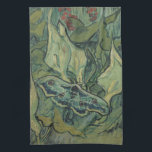 Vincent van Gogh - Great Peacock Moth Tea Towel<br><div class="desc">Great Peacock Moth (1889) by Vincent van Gogh is a vintage fine art still life post impressionism nature painting. An insect, the Emperor Moth, in a spring garden with Calla Lily flowers and other plants. Van Gogh called it a 'death's-head moth' and painted a skull on the back of its...</div>