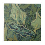 Vincent van Gogh - Great Peacock Moth Tile<br><div class="desc">Great Peacock Moth (1889) by Vincent van Gogh is a vintage fine art still life post impressionism nature painting. An insect, the Emperor Moth, in a spring garden with Calla Lily flowers and other plants. Van Gogh called it a 'death's-head moth' and painted a skull on the back of its...</div>