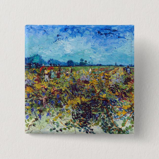 Vincent van Gogh - Green Vineyard 15 Cm Square Badge (Front)