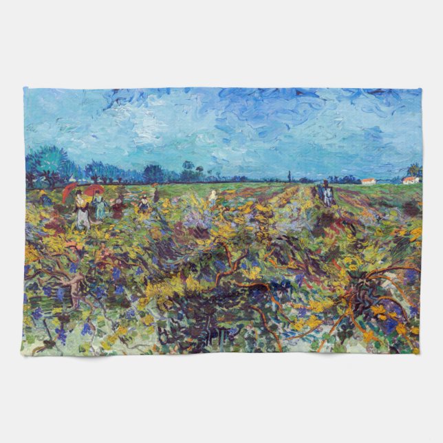 Vincent van Gogh - Green Vineyard Tea Towel (Horizontal)