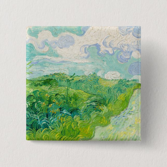Vincent van Gogh - Green Wheat Field, Auvers 15 Cm Square Badge (Front)