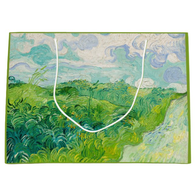 Vincent van Gogh - Green Wheat Field, Auvers Large Gift Bag (Front)