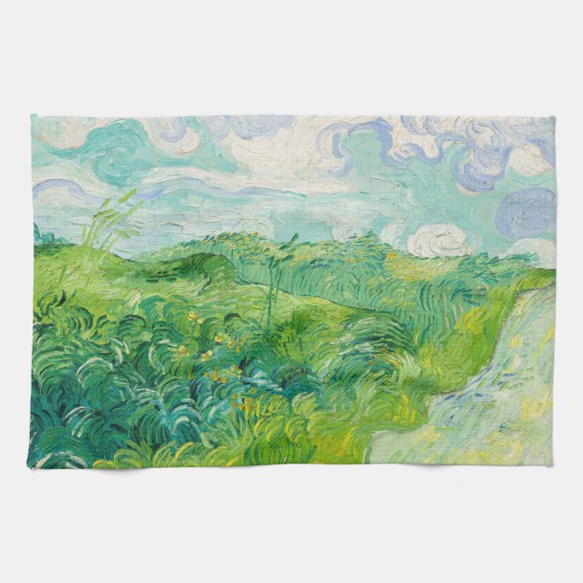 Vincent van Gogh - Green Wheat Field, Auvers Tea Towel (Horizontal)