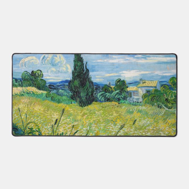Vincent van Gogh - Green Wheat Field with Cypress Desk Mat (Front)