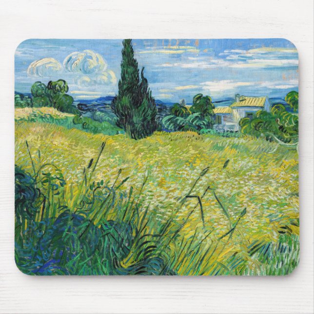 Vincent van Gogh - Green Wheat Field with Cypress Mouse Mat (Front)
