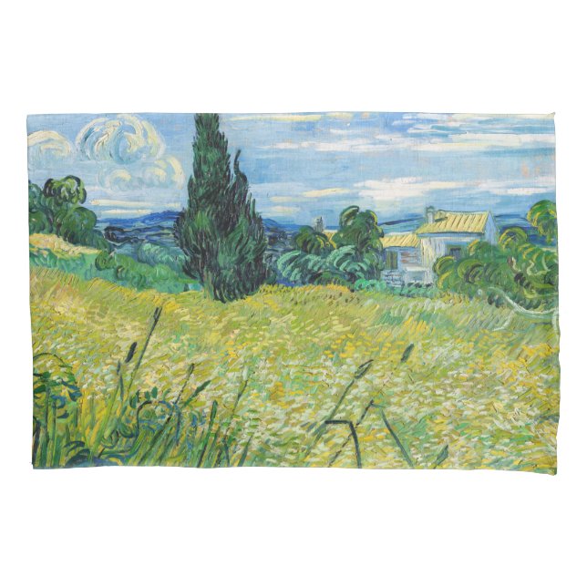 Vincent van Gogh - Green Wheat Field with Cypress Pillowcase (Front)