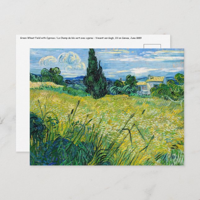 Vincent van Gogh - Green Wheat Field with Cypress Postcard (Front/Back)