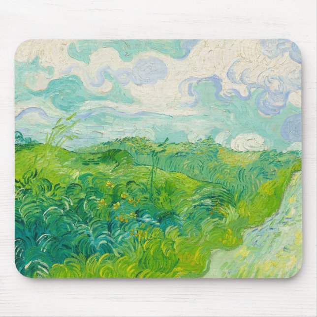 Vincent Van Gogh Green Wheat Fields Art Painting Mouse Mat (Front)