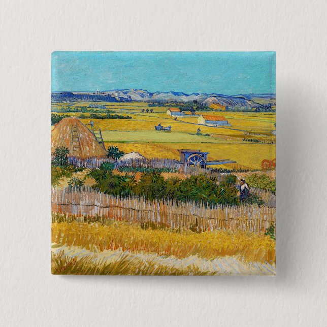 Vincent van Gogh - Harvest at La Crau 15 Cm Square Badge (Front)