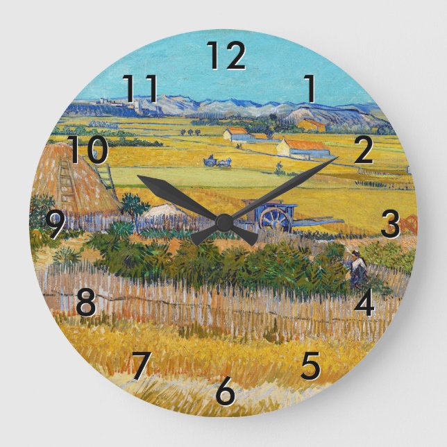 Vincent van Gogh - Harvest at La Crau Large Clock (Front)