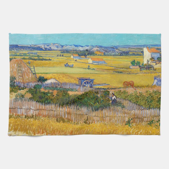 Vincent van Gogh - Harvest at La Crau Tea Towel (Horizontal)