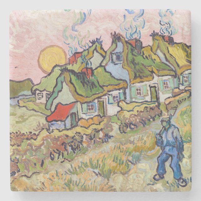 Vincent van Gogh - Houses and Figure Stone Coaster (Front)