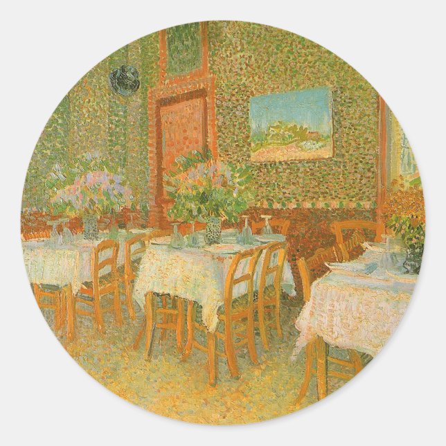 Vincent van Gogh - Interior of a Restaurant Classic Round Sticker (Front)