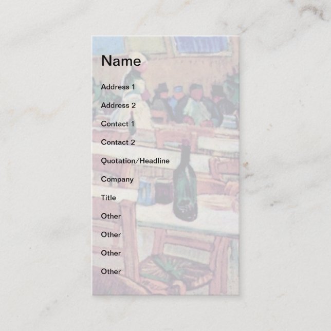 Vincent Van Gogh - Interior Of Restaurant Business Card (Front)