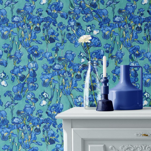 Vincent Van Gogh Irises Cobalt Blue Turquoise Wallpaper (Creator Uploaded)