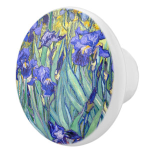 Vincent Van Gogh Irises Floral Vintage Fine Art Ceramic Knob