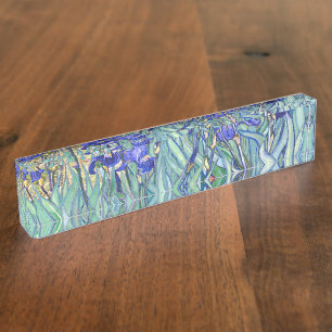 Vincent Van Gogh Irises Floral Vintage Fine Art Nameplate