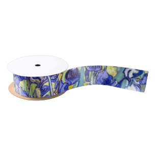 Vincent Van Gogh Irises Floral Vintage Fine Art Satin Ribbon